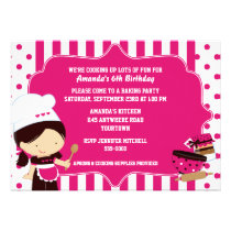 Fête d'anniversaire de la cuisine de la fille mign invitations