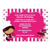 Fête d'anniversaire de la cuisson de la fille ethn invitations