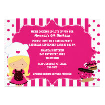 Fête d'anniversaire de la cuisson de la fille mign invitations