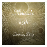 Fête d'anniversaire de plume de paon de Taupe Invitations Personnalisables