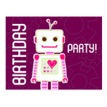Fête d'anniversaire de robot de fille, invitations
