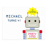 Fête d'anniversaire de robot, invitations de carte
