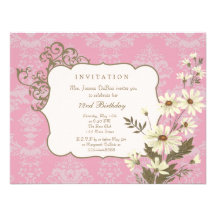Fête d'anniversaire élégante de marguerites soixan invitation personnalisable