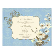 Fête d'anniversaire élégante de marguerites soixan invitations personnalisées