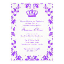 Fête d'anniversaire élégante de princesse faire-part personnalisé