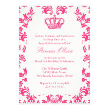 Fête d'anniversaire élégante de princesse cartons d'invitation