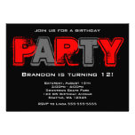Fête d'anniversaire grunge rouge et grise invitations personnalisées