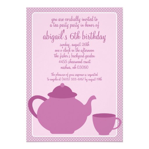 Fête d'anniversaire lilas de thé de temps de thé d bristol personnalisé
