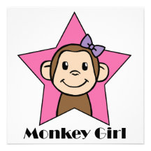 Fête d'anniversaire mignonne de fille de singe de  cartons d'invitation