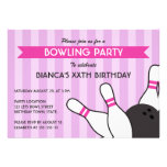 Fête d'anniversaire moderne de bowling de pourpre  invitation personnalisée
