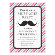 Fête d'anniversaire rose de coup de moustache de r bristol