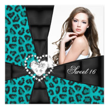 Fête d'anniversaire seize bleue turquoise du bonbo invitations personnalisées