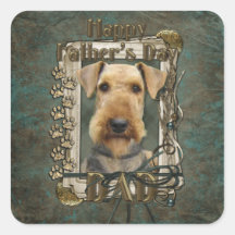 Fête des pères - pattes en pierre - Airedale Autocollants