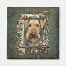 Fête des pères - pattes en pierre - Airedale Aimants Pour Réfrigérateur