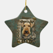 Fête des pères - pattes en pierre - Airedale Décoration Pour Sapin De Noël