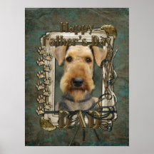 Fête des pères - pattes en pierre - Airedale Posters