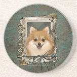 Fête des pères - pattes en pierre - Pomeranian Dessous De Verre