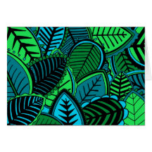 Feuille foncé de jungle cartes de vœux