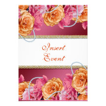 Fiançailles rose de mariage de perle de cru cartons d'invitation personnalisés