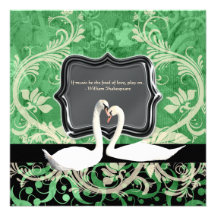 Fiançailles vintage vert noir élégant invitations personnalisées