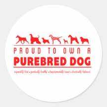 Fier au propre un chien de race : Rouge Adhésif Rond