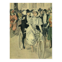 Fiets de Achter elkaar van de vintage Victoriaans  Wenskaart