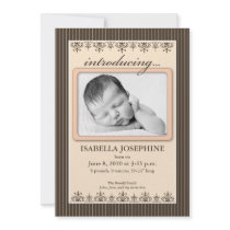 Filet faire-part de naissance de pêche 5x7 chic"