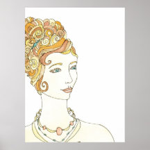 Fille avec des boucles posters