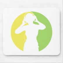 Fille avec des écouteurs Mousepad Tapis De Souris