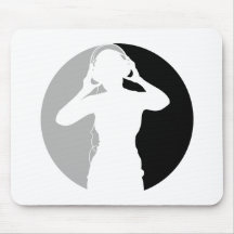 Fille avec des écouteurs Mousepad Tapis De Souris