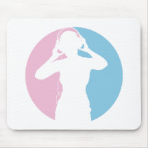 Fille avec des écouteurs Mousepad Tapis De Souris