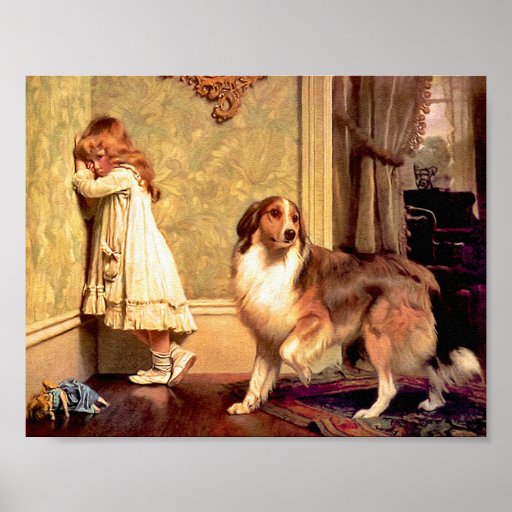 Fille avec l'animal familier Sheltie : "Un défense Posters