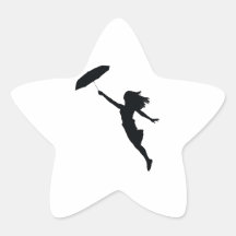 Fille avec le parapluie noir adhésif