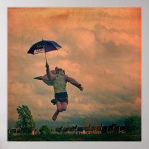 fille avec le parapluie affiches