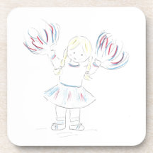 Fille avec Pom Poms Dessous-de-verre