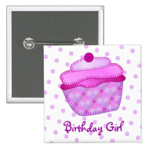 Fille d'anniversaire d'Applique de petit gâteau -  Badges