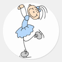 Fille dans l'autocollant bleu de patineur de glace