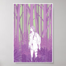 Fille dans les bois 4x6 affiche