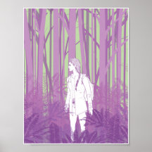 Fille dans les bois 8.5x11 affiche