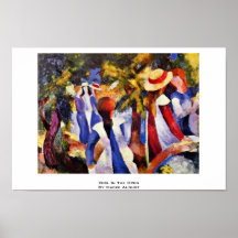 Fille dans l'ouvert par Macke août Posters