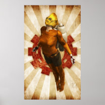 Fille de fusée de Steampunk Affiches