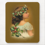 Fille de houx de Noël Tapis De Souris