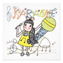 Fille de karaoke invitations