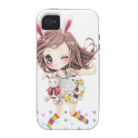 Fille de lapin mignonne avec des chaussettes d'arc coque Case-Mate iPhone 4