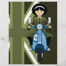 Fille de mod d'années '60 dans la parka avec l'ins prospectus en couleur
