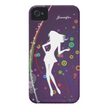 Fille de mode avec l'arrière - plan pourpre | de b coques iPhone 4