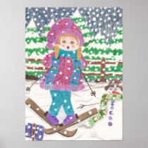 fille de ski poster