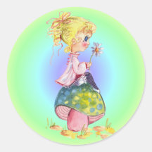 FILLE et CHAMPIGNON par SHARON SHARPE Autocollant