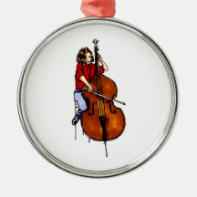 Fille jouant la chemise rouge basse d'orchestre ornement