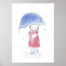 Fille sous la pluie affiche
